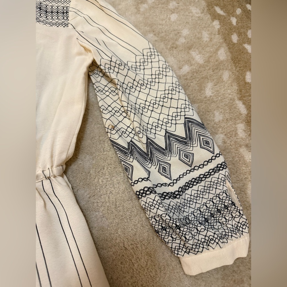 Floreat Anthropologie beige black bohemian Aztec crochet dress women’s size 2 - Picture 8 of 10